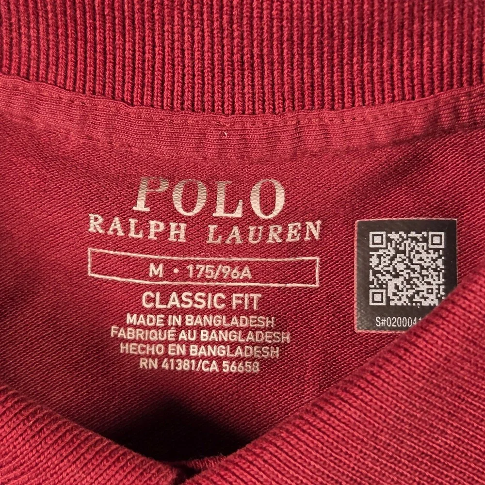 Polo Ralph Lauren Long Sleeve Polo Shirt Mens Medium Burgundy Red Preppy